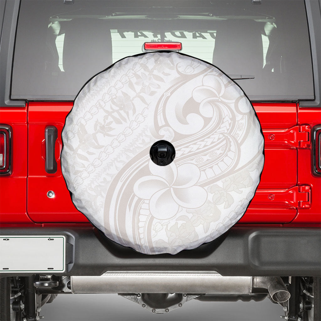 Hawaii Plumeria Lokelani Pikake Lei Spare Tire Cover Sandy Beige Polynesian Tattoo