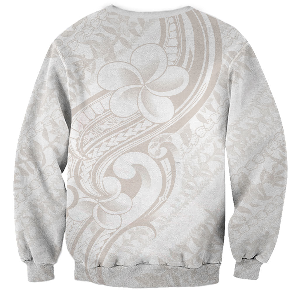 Hawaii Plumeria Lokelani Pikake Lei Sweatshirt Sandy Beige Polynesian Tattoo