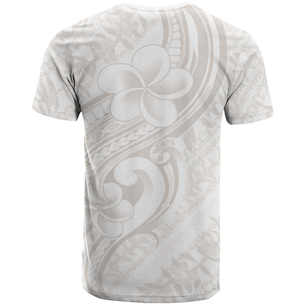 Hawaii Plumeria Lokelani Pikake Lei T Shirt Sandy Beige Polynesian Tattoo LT9 - Polynesian Pride