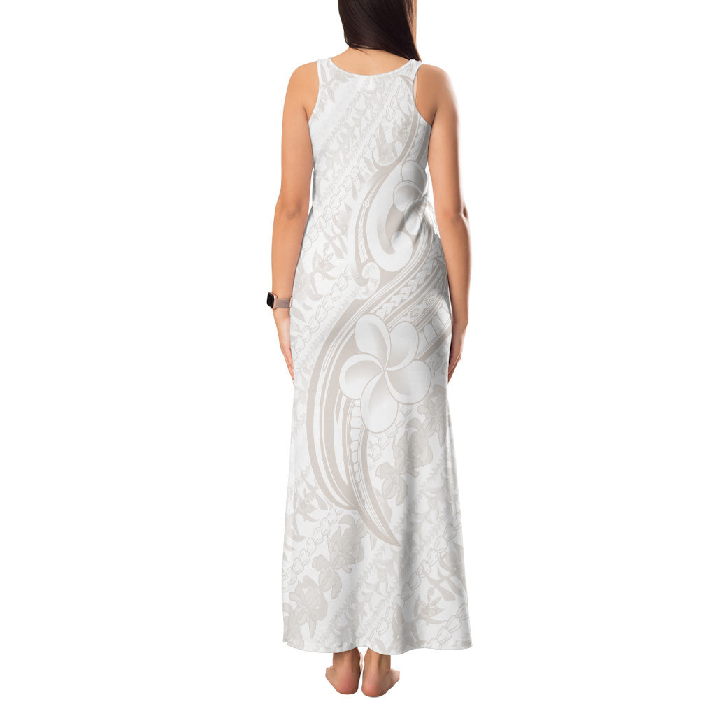 Hawaii Plumeria Lokelani Pikake Lei Tank Maxi Dress Sandy Beige Polynesian Tattoo