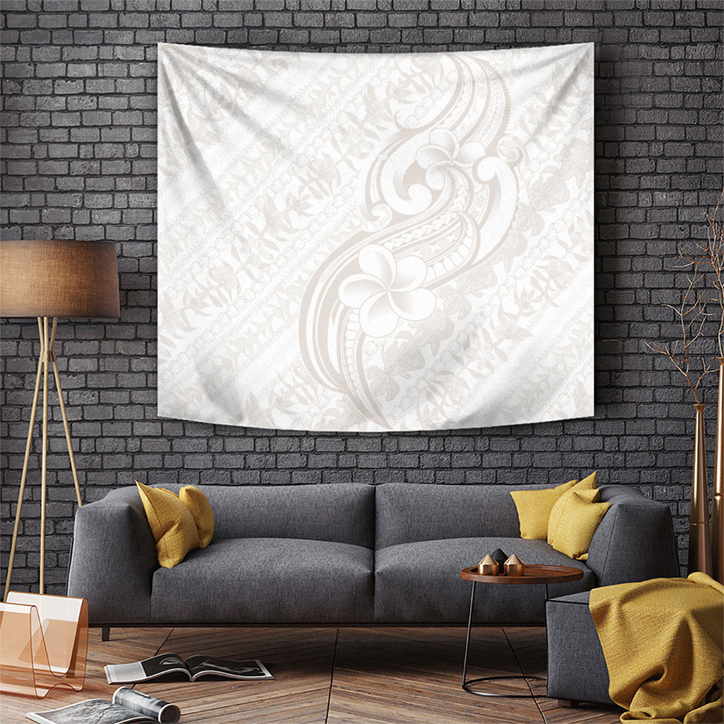 Hawaii Plumeria Lokelani Pikake Lei Tapestry Sandy Beige Polynesian Tattoo
