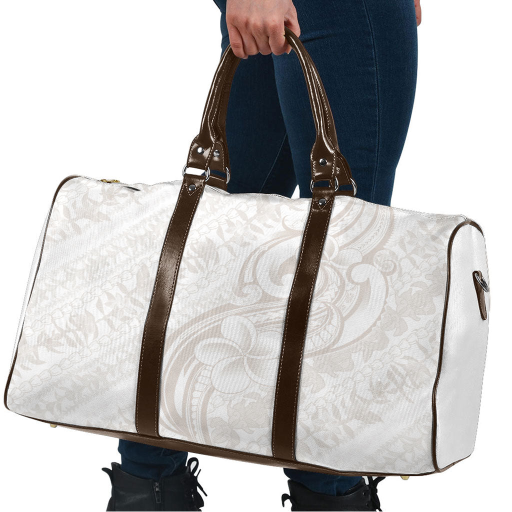 Hawaii Plumeria Lokelani Pikake Lei Travel Bag Sandy Beige Polynesian Tattoo
