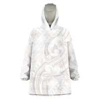 Hawaii Plumeria Lokelani Pikake Lei Wearable Blanket Hoodie Sandy Beige Polynesian Tattoo