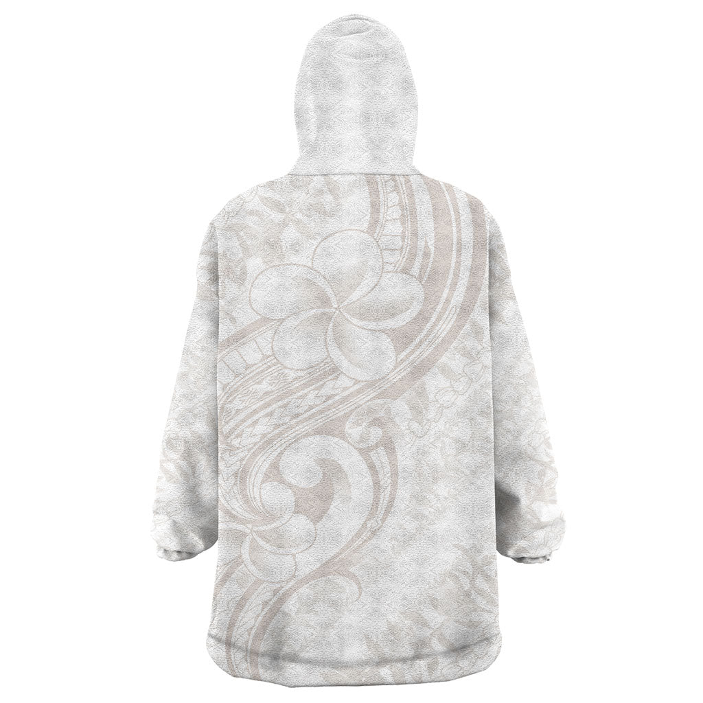 Hawaii Plumeria Lokelani Pikake Lei Wearable Blanket Hoodie Sandy Beige Polynesian Tattoo