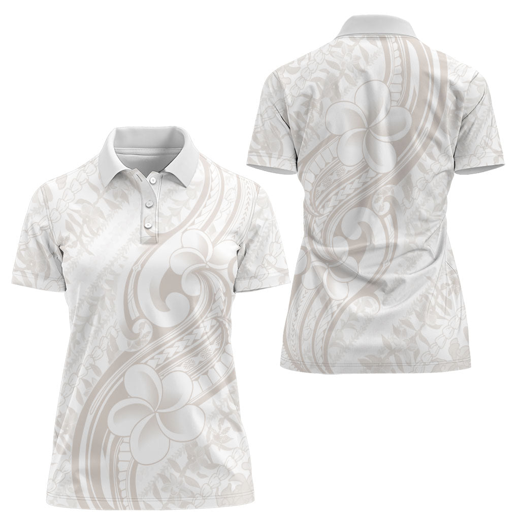 Hawaii Plumeria Lokelani Pikake Lei Women Polo Shirt Sandy Beige Polynesian Tattoo LT9 - Polynesian Pride