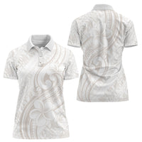 Hawaii Plumeria Lokelani Pikake Lei Women Polo Shirt Sandy Beige Polynesian Tattoo LT9 - Polynesian Pride