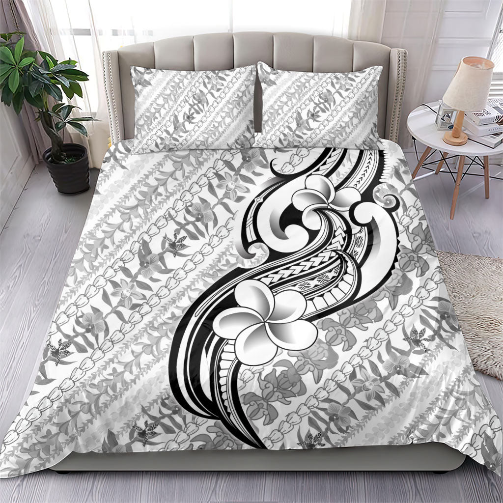 Hawaii Plumeria Lokelani Pikake Lei Bedding Set Ele'ele Polynesian Tattoo
