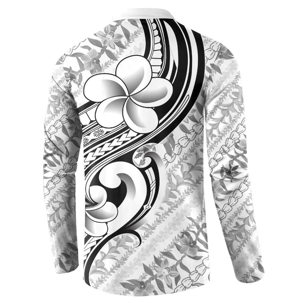 Hawaii Plumeria Lokelani Pikake Lei Button Sweatshirt Ele'ele Polynesian Tattoo