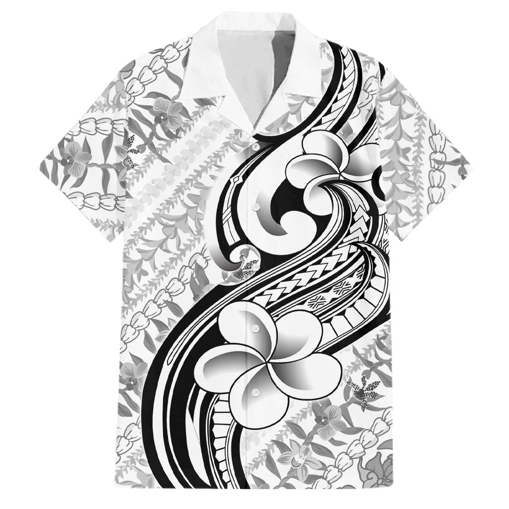 Hawaii Plumeria Lokelani Pikake Lei Family Matching Mermaid Dress and Hawaiian Shirt Ele'ele Polynesian Tattoo LT9 Dad's Shirt - Short Sleeve Black - Polynesian Pride