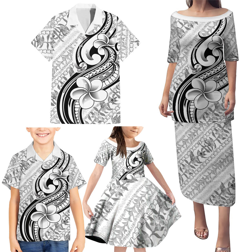 Hawaii Plumeria Lokelani Pikake Lei Family Matching Puletasi and Hawaiian Shirt Ele'ele Polynesian Tattoo LT9 - Polynesian Pride