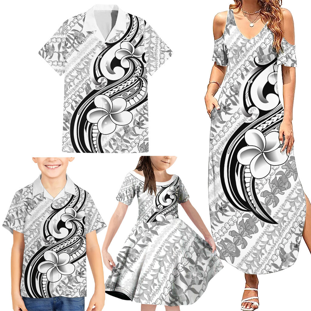 Hawaii Plumeria Lokelani Pikake Lei Family Matching Summer Maxi Dress and Hawaiian Shirt Ele'ele Polynesian Tattoo LT9 - Polynesian Pride