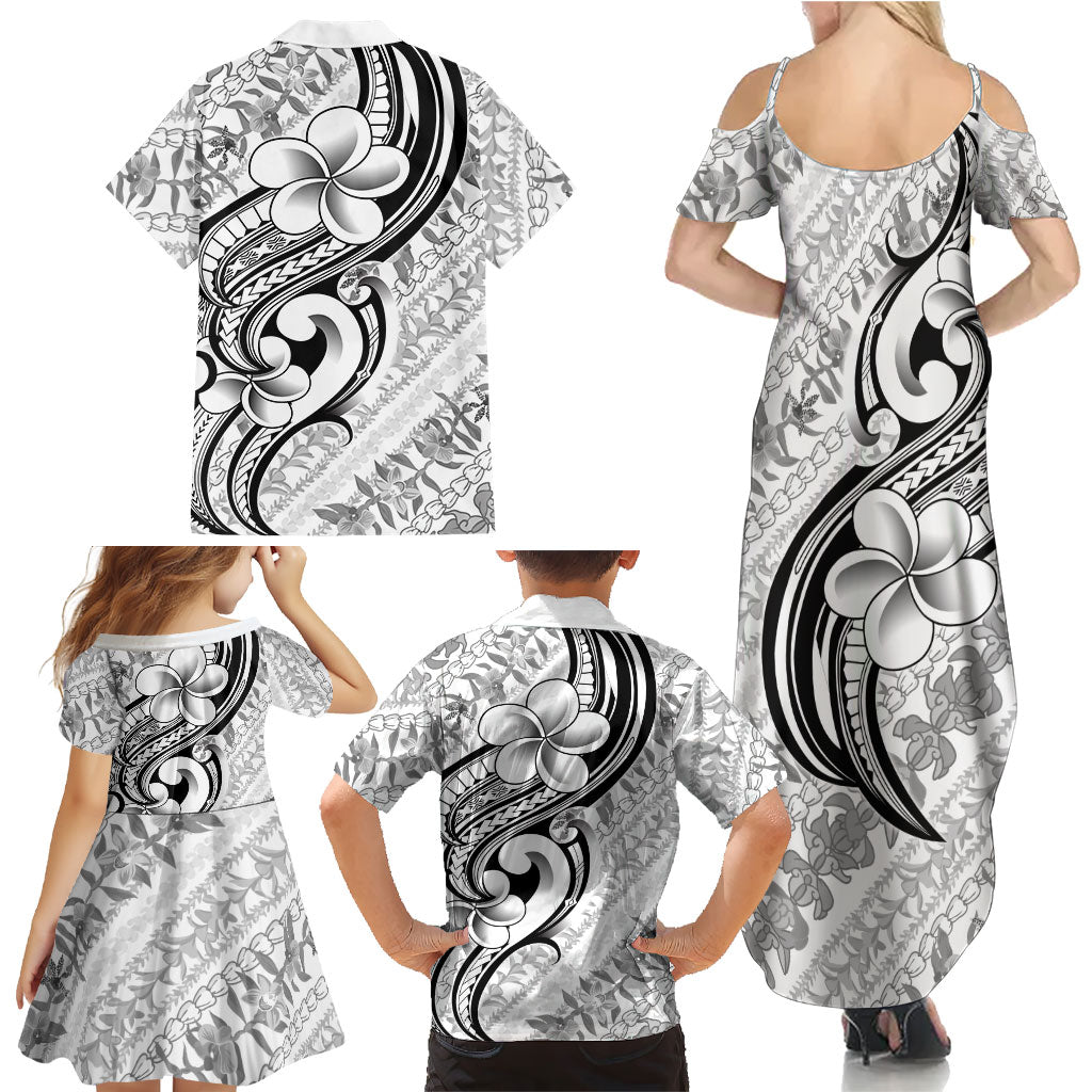 Hawaii Plumeria Lokelani Pikake Lei Family Matching Summer Maxi Dress and Hawaiian Shirt Ele'ele Polynesian Tattoo LT9 - Polynesian Pride