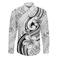 Hawaii Plumeria Lokelani Pikake Lei Family Matching Summer Maxi Dress and Hawaiian Shirt Ele'ele Polynesian Tattoo LT9 Dad's Shirt - Long Sleeve Black - Polynesian Pride