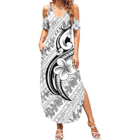 Hawaii Plumeria Lokelani Pikake Lei Family Matching Summer Maxi Dress and Hawaiian Shirt Ele'ele Polynesian Tattoo LT9 Mom's Dress Black - Polynesian Pride