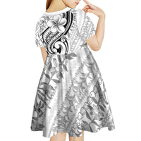 Hawaii Plumeria Lokelani Pikake Lei Kid Short Sleeve Dress Ele'ele Polynesian Tattoo