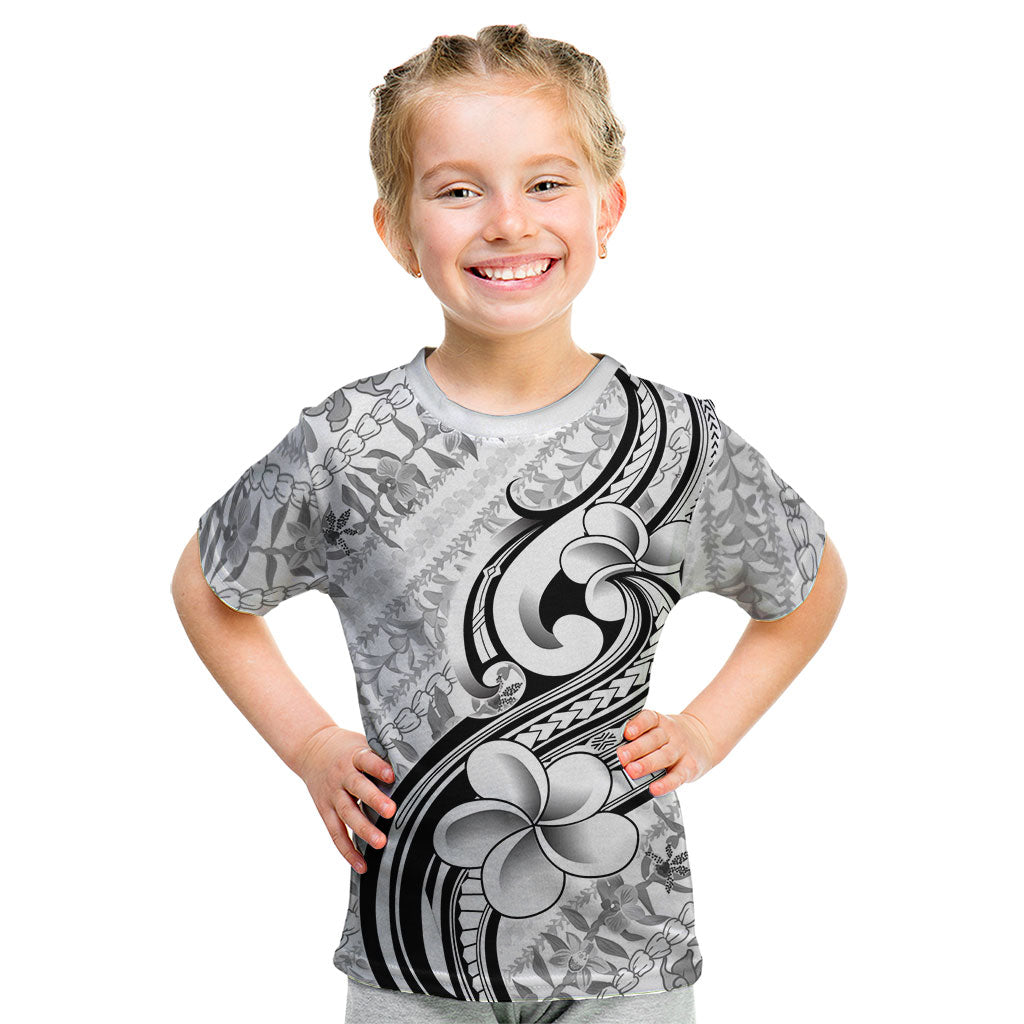 Hawaii Plumeria Lokelani Pikake Lei Kid T Shirt Ele'ele Polynesian Tattoo