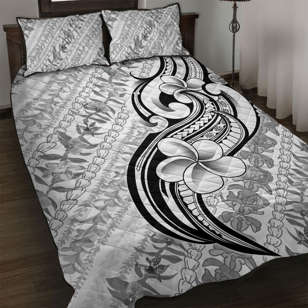 Hawaii Plumeria Lokelani Pikake Lei Quilt Bed Set Ele'ele Polynesian Tattoo