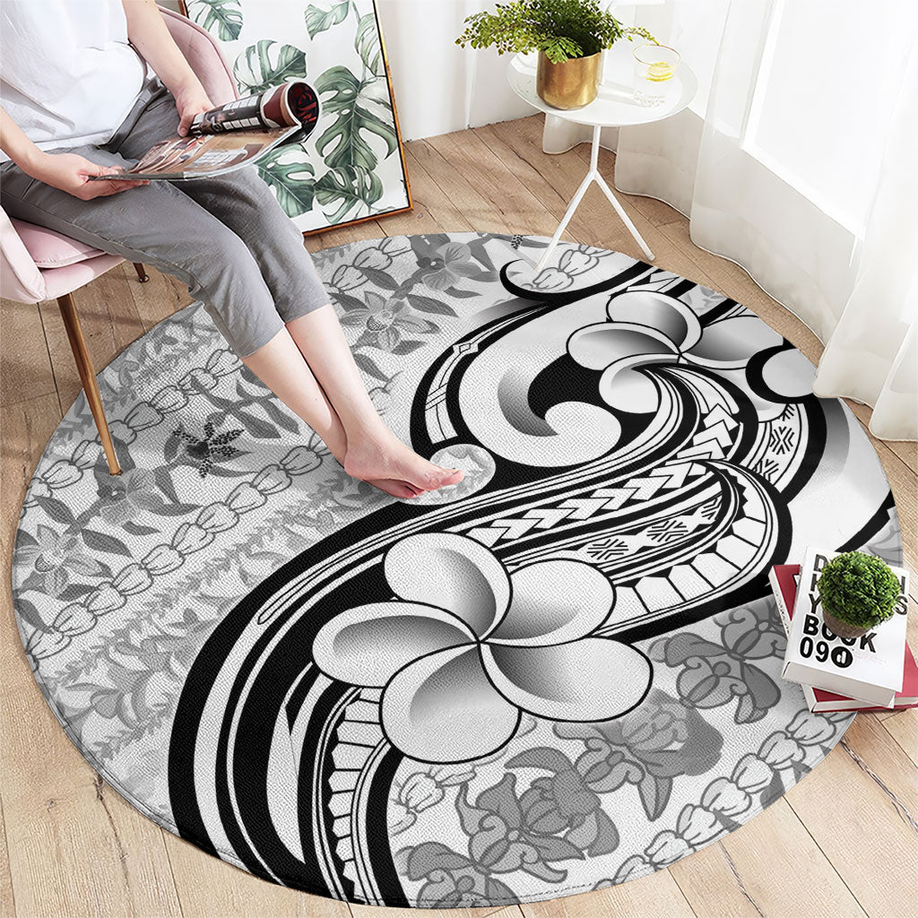 Hawaii Plumeria Lokelani Pikake Lei Round Carpet Ele'ele Polynesian Tattoo