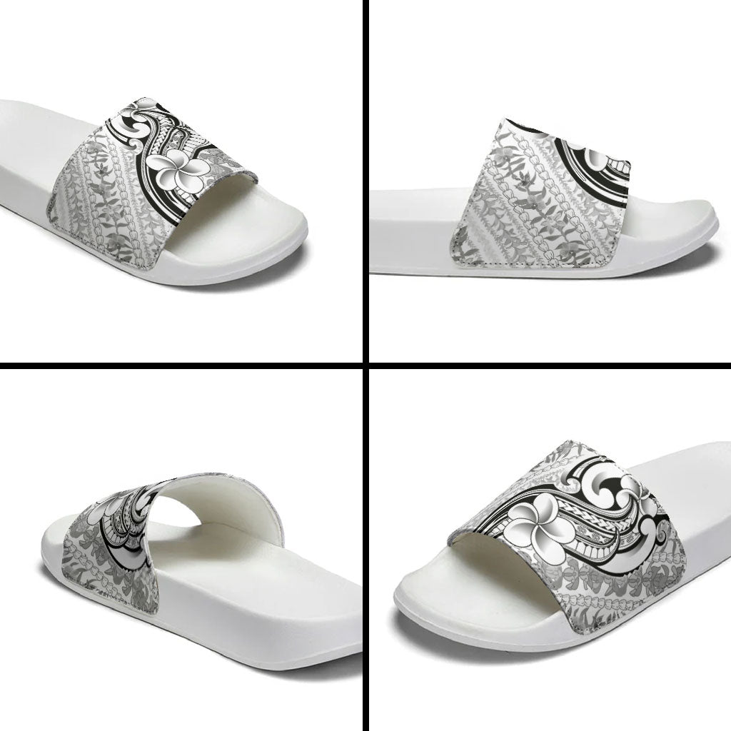 Hawaii Plumeria Lokelani Pikake Lei Slide Sandals Ele'ele Polynesian Tattoo