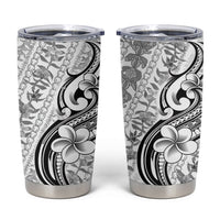 Hawaii Plumeria Lokelani Pikake Lei Tumbler Cup Ele'ele Polynesian Tattoo LT9 Black - Polynesian Pride