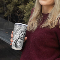 Hawaii Plumeria Lokelani Pikake Lei Tumbler Cup Ele'ele Polynesian Tattoo LT9 - Polynesian Pride