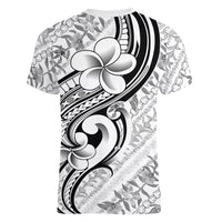 Hawaii Plumeria Lokelani Pikake Lei Women V-Neck T-Shirt Ele'ele Polynesian Tattoo