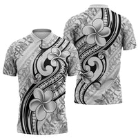 Hawaii Plumeria Lokelani Pikake Lei Zipper Polo Shirt Ele'ele Polynesian Tattoo