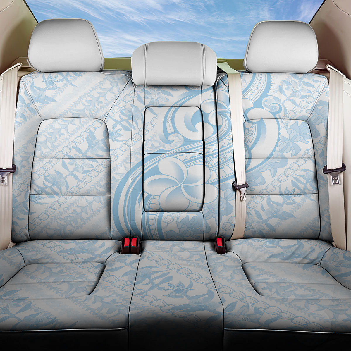 Hawaii Plumeria Lokelani Pikake Lei Back Car Seat Cover Uliuli Polynesian Tattoo