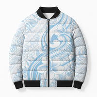 Hawaii Plumeria Lokelani Pikake Lei Bomber Puffer Jacket Uliuli Polynesian Tattoo