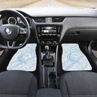 Hawaii Plumeria Lokelani Pikake Lei Car Mats Uliuli Polynesian Tattoo LT9 Set 2pcs - Front Blue - Polynesian Pride