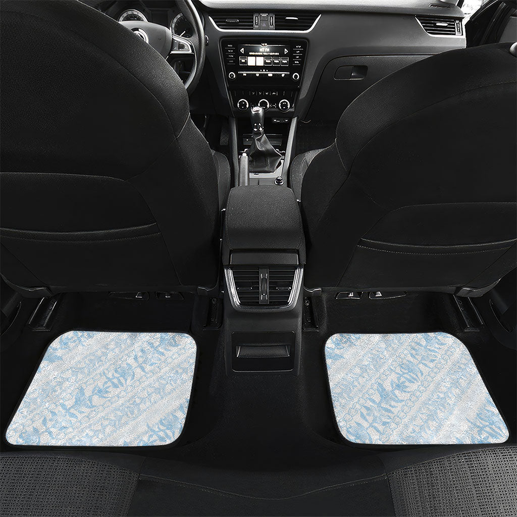 Hawaii Plumeria Lokelani Pikake Lei Car Mats Uliuli Polynesian Tattoo LT9 Set 2pcs - Back Blue - Polynesian Pride