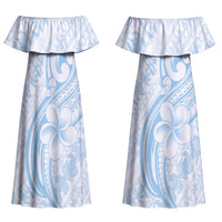 Hawaii Plumeria Lokelani Pikake Lei Couples Matching Off Shoulder Maxi Dress and Hawaiian Shirt Uliuli Polynesian Tattoo LT9 - Polynesian Pride