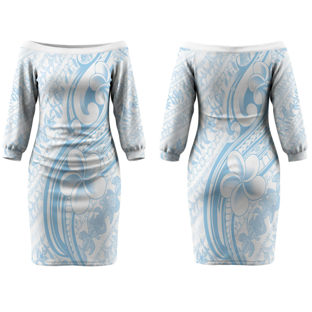 Hawaii Plumeria Lokelani Pikake Lei Couples Matching Off The Shoulder Long Sleeve Dress and Hawaiian Shirt Uliuli Polynesian Tattoo LT9 - Polynesian Pride