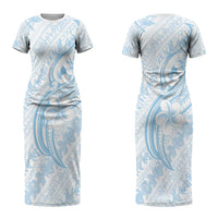 Hawaii Plumeria Lokelani Pikake Lei Couples Matching Short Sleeve Bodycon Dress and Long Sleeve Button Shirt Uliuli Polynesian Tattoo LT9 - Polynesian Pride