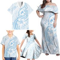 Hawaii Plumeria Lokelani Pikake Lei Family Matching Off Shoulder Maxi Dress and Hawaiian Shirt Uliuli Polynesian Tattoo LT9 - Polynesian Pride