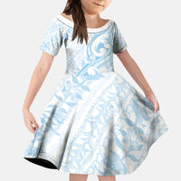 Hawaii Plumeria Lokelani Pikake Lei Kid Short Sleeve Dress Uliuli Polynesian Tattoo