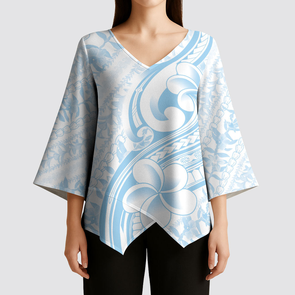 Hawaii Plumeria Lokelani Pikake Lei Kimono Sleeve Blouse Uliuli Polynesian Tattoo
