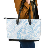 Hawaii Plumeria Lokelani Pikake Lei Leather Tote Bag Uliuli Polynesian Tattoo