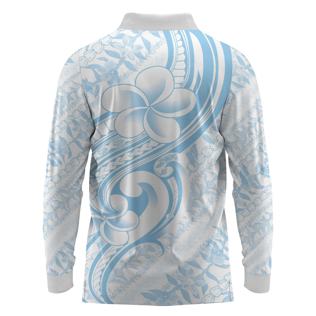 Hawaii Plumeria Lokelani Pikake Lei Long Sleeve Polo Shirt Uliuli Polynesian Tattoo LT9 - Polynesian Pride