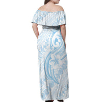 Hawaii Plumeria Lokelani Pikake Lei Off Shoulder Maxi Dress Uliuli Polynesian Tattoo