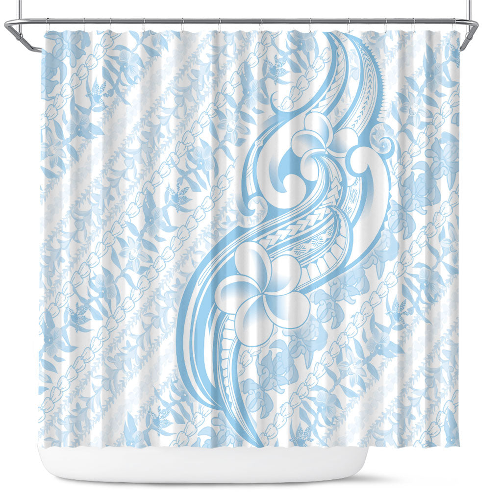 Hawaii Plumeria Lokelani Pikake Lei Shower Curtain Uliuli Polynesian Tattoo