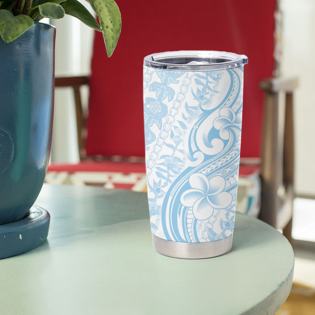Hawaii Plumeria Lokelani Pikake Lei Tumbler Cup Uliuli Polynesian Tattoo