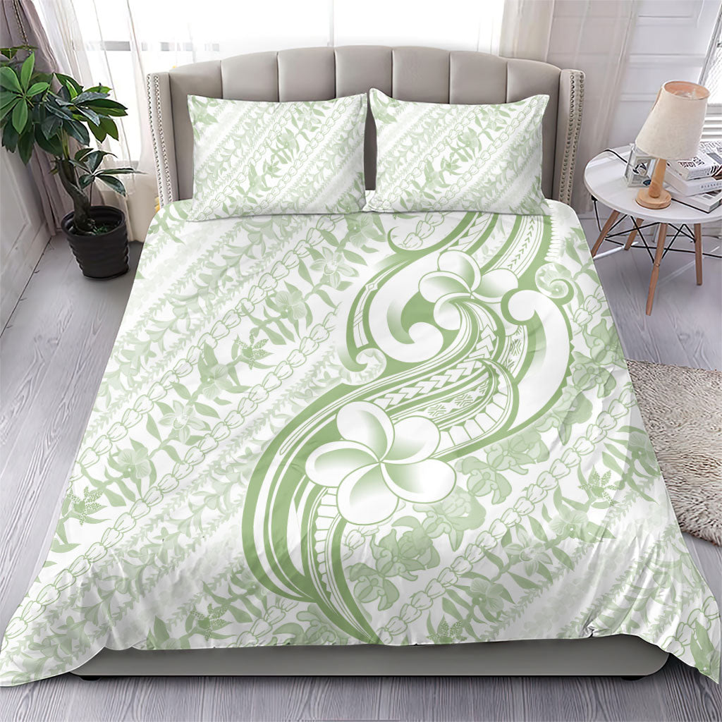Hawaii Plumeria Lokelani Pikake Lei Bedding Set Oma'oma'o Polynesian Tattoo