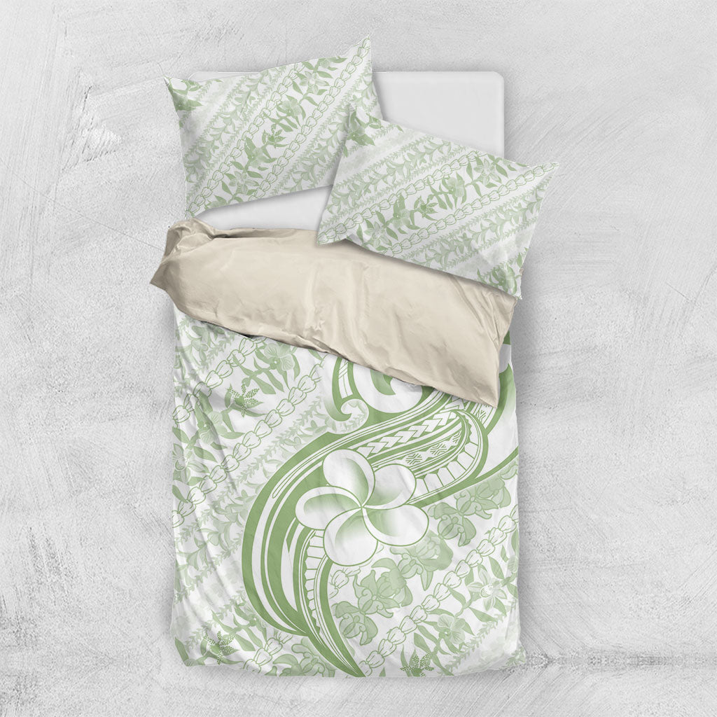 Hawaii Plumeria Lokelani Pikake Lei Bedding Set Oma'oma'o Polynesian Tattoo