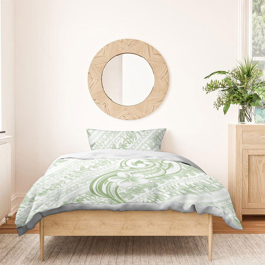 Hawaii Plumeria Lokelani Pikake Lei Bedding Set Oma'oma'o Polynesian Tattoo