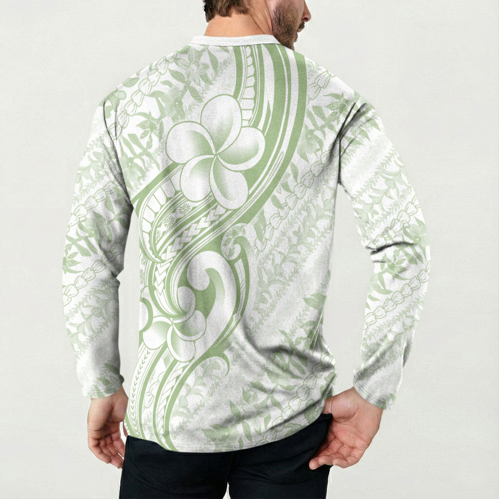 Hawaii Plumeria Lokelani Pikake Lei Button Sweatshirt Oma'oma'o Polynesian Tattoo