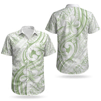 Hawaii Plumeria Lokelani Pikake Lei Couples Matching Off Shoulder Short Dress and Hawaiian Shirt Oma'oma'o Polynesian Tattoo LT9 - Polynesian Pride