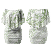 Hawaii Plumeria Lokelani Pikake Lei Couples Matching Off Shoulder Short Dress and Long Sleeve Button Shirt Oma'oma'o Polynesian Tattoo LT9 - Polynesian Pride