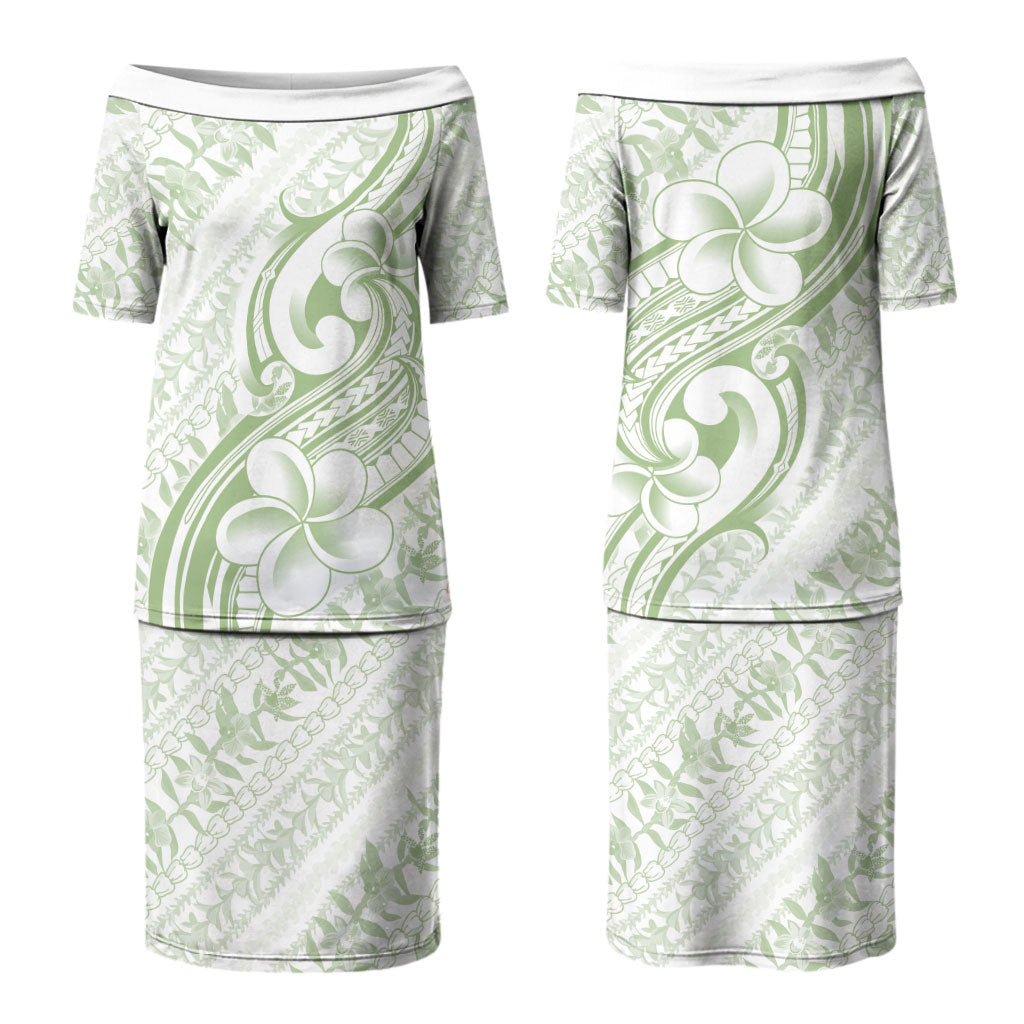 Hawaii Plumeria Lokelani Pikake Lei Couples Matching Puletasi and Hawaiian Shirt Oma'oma'o Polynesian Tattoo LT9 - Polynesian Pride