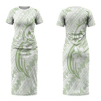 Hawaii Plumeria Lokelani Pikake Lei Couples Matching Short Sleeve Bodycon Dress and Long Sleeve Button Shirt Oma'oma'o Polynesian Tattoo LT9 - Polynesian Pride